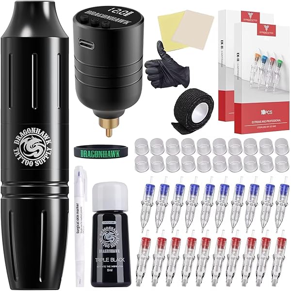 Amazon.com: Dragonhawk X3 Pro Tattoo Wireless Gun Pen Machine Kit
